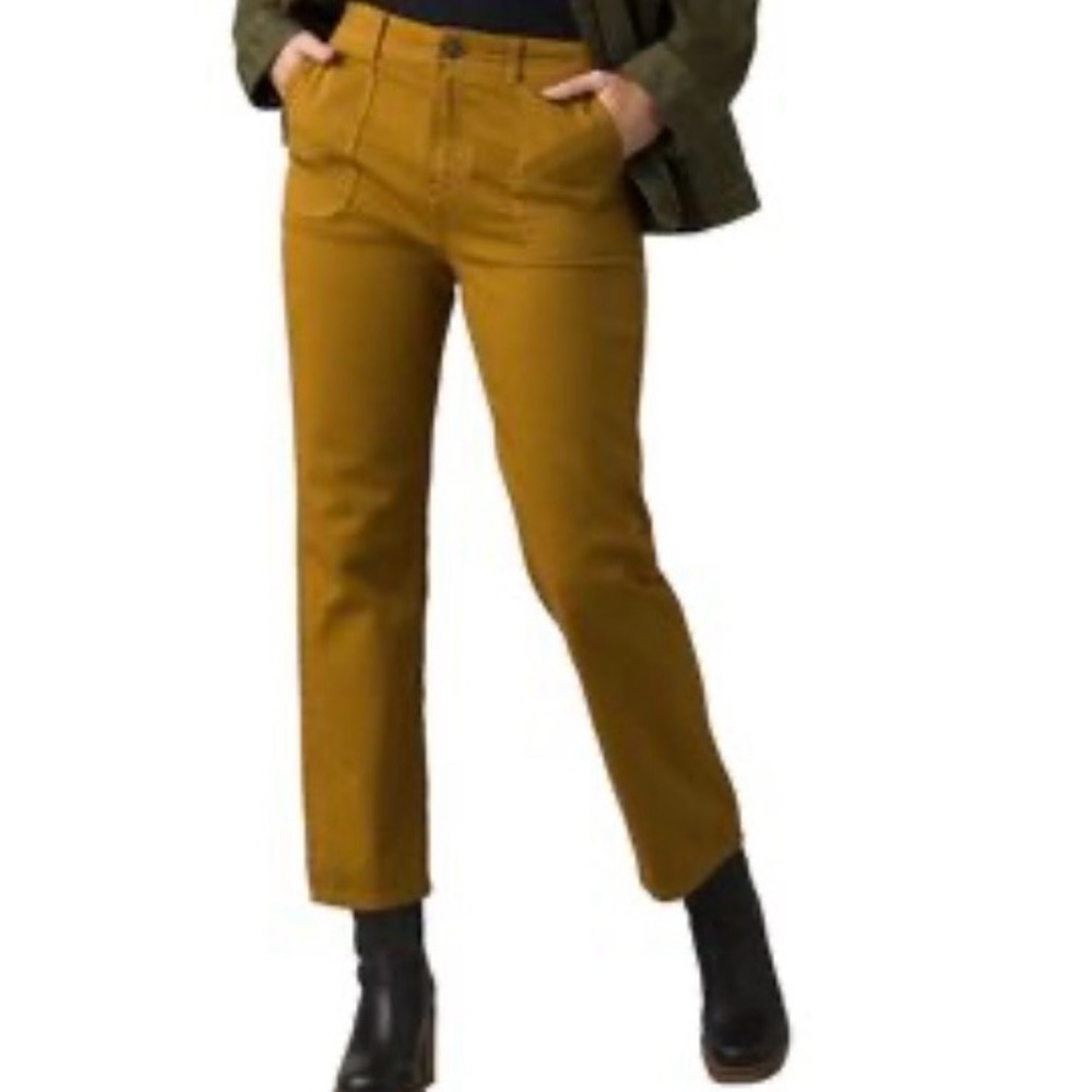 Prana Cropped Sancho Slim Pant - Mustard Brown